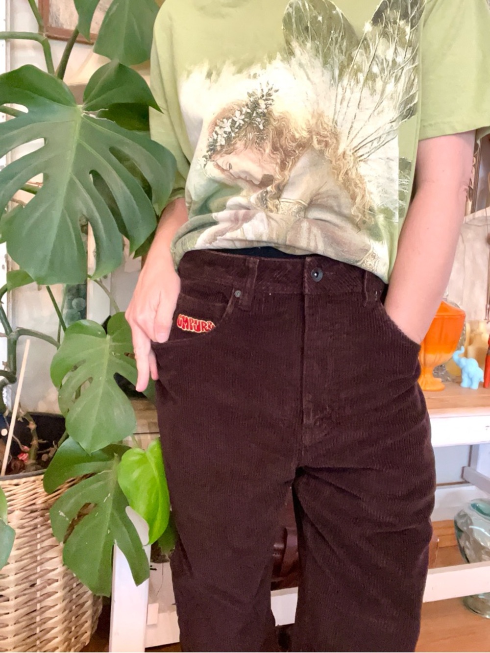 Vintage Empyre Womens Brown Tori 90s Corduroy High Waisted Wide Leg Skate Pants - Picture 5 of 11
